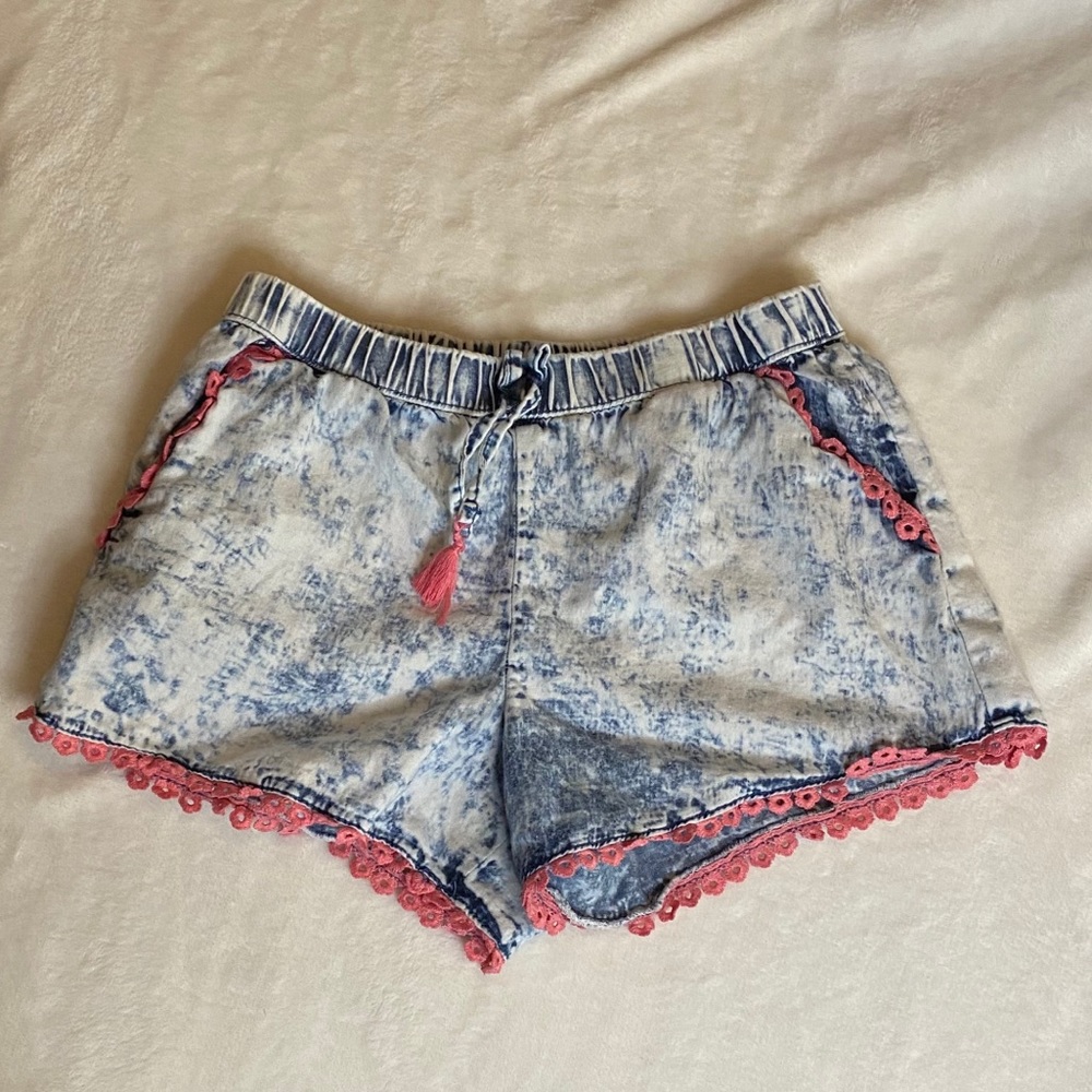 Acid wash shorts